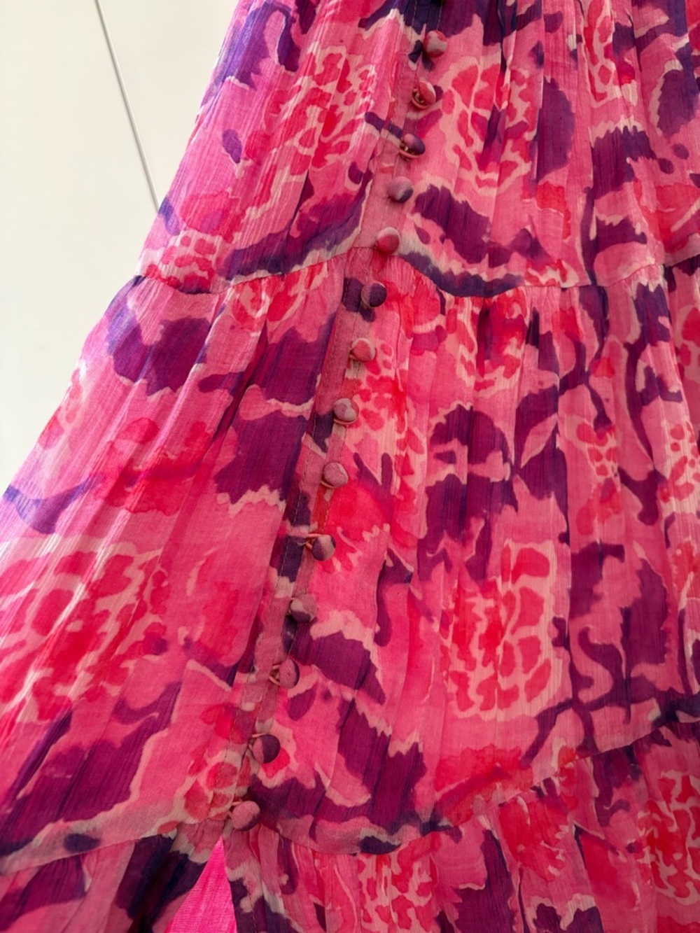 Rococo Sand Pink and Purple Floral Tie-Shoulder Maxi Dress - Picture 6 of 13